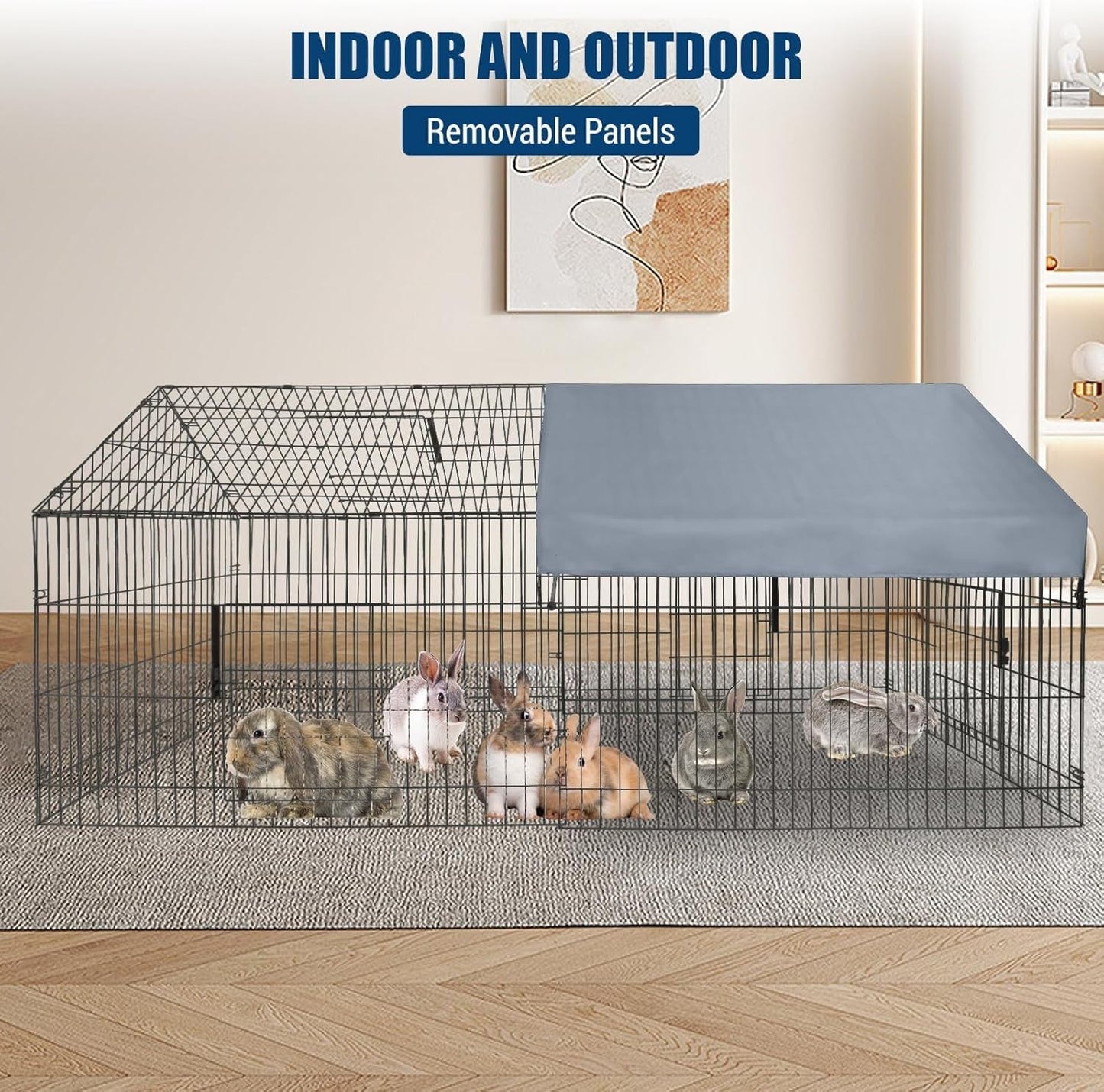 M optimized 86"x40"x40" Metal Chicken Coop, Chicken Run with Waterproof Cover, Outdoor Backyard Farm Animal Enclosure Crate Pet Playpen Exercise Pen for Rabbit Duck