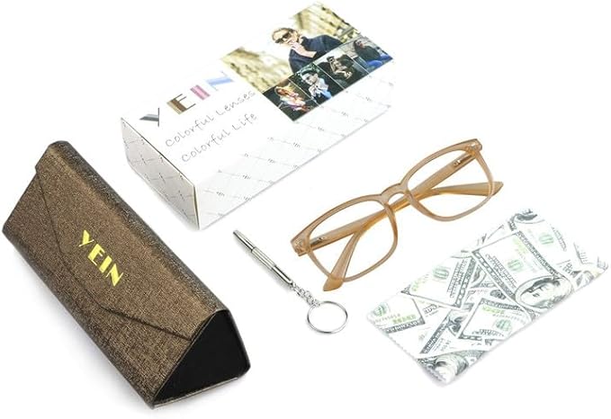 YEIN Bifocal Reading Glasses with Blue Light Blocking Lenses, Bifocal Reader for Women and Men, Vintage Square frame with Spring Hinge (+0.50/+2.50 magnification)