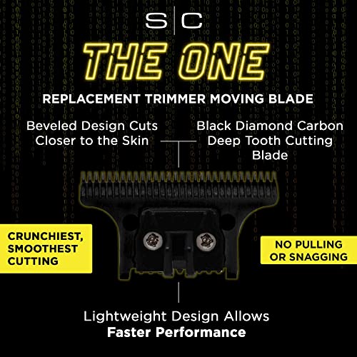 Stylecraft Replacement Fixed Gold Titanium X-Pro Wide Hair Trimmer Blade with Black Diamond Carbon DLC The One Cutter Set