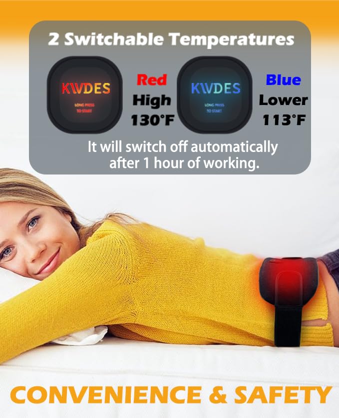 Portable Electric Heating Pad Cordless Period Heating Pad for Menstrual Cramps Pain Relief Back Cordless Period Small Rechargeable Wearable Battery Powered Lower Black Battery