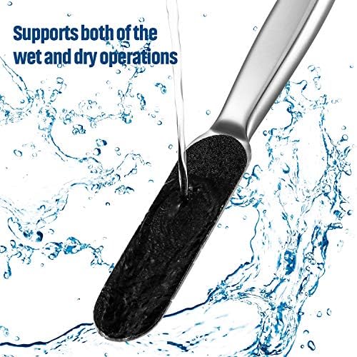 Mudder 2 Pieces Stainless Steel Pedicure Foot File Callus Remover Foot Scrubber Rasp with 20 Replaceable Coarse/Fine Double Side Reusable Pads for Care Cracked Skin Callus Remover Tool(Silver)