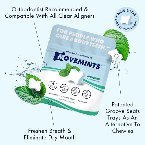 Clear Aligner Mints - Patented, Edible Alternative to Chewies - Freshen Breath and Improve Dry Mouth with Xylitol - Spearmint (3 Pack)