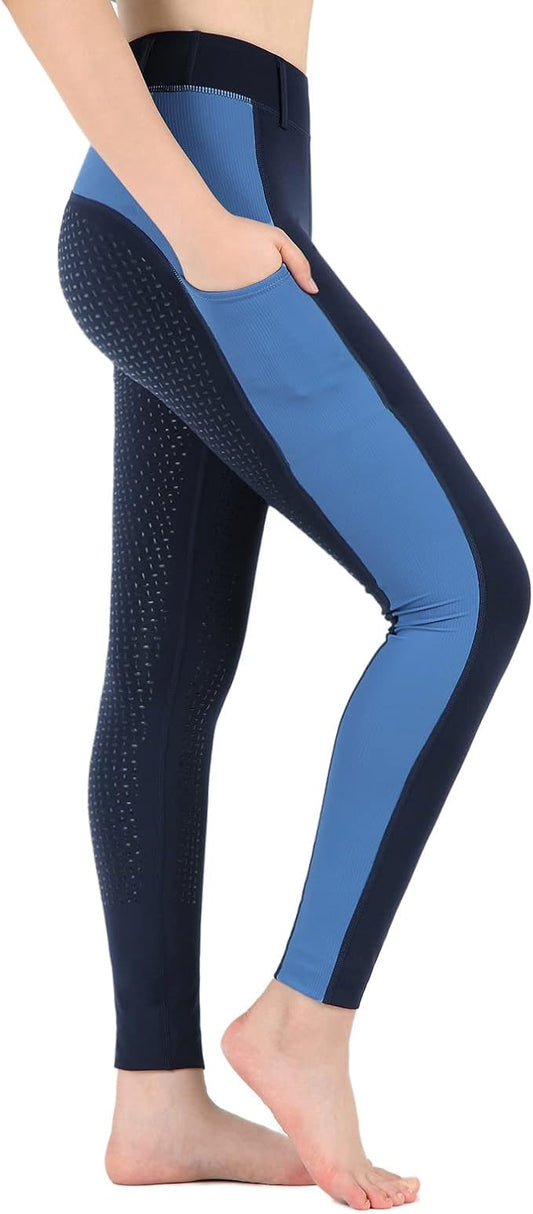 beroy Horse Riding -Pants Women Equestrian-Breeches - Ladies Training Horseback Riding Tights Full Seat Silicone Pockets
