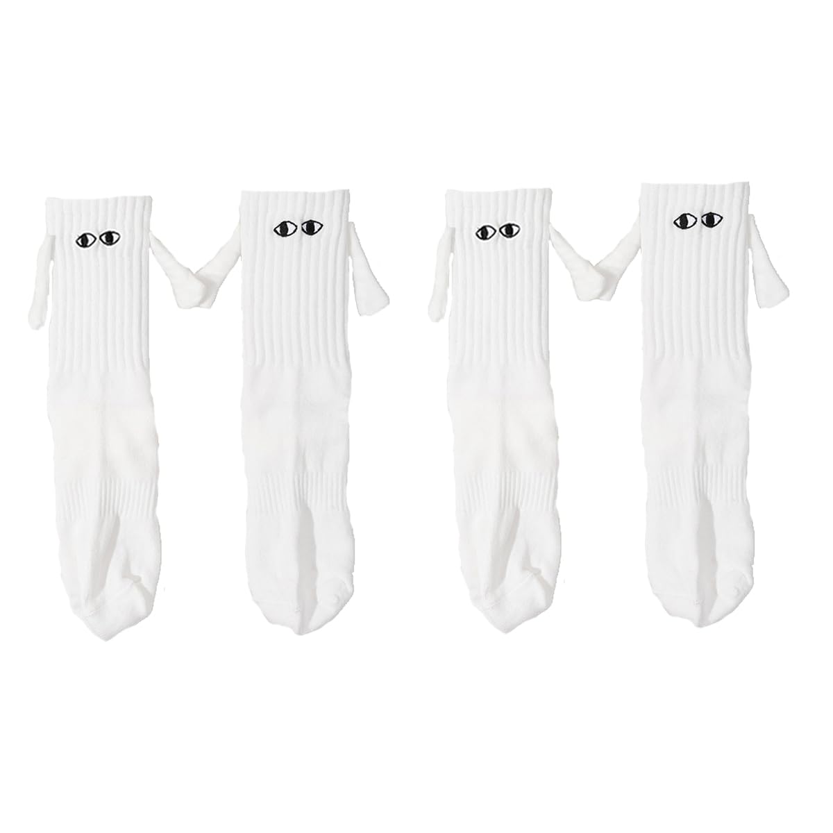 Yawlsow 2 Pair Holding Hands Socks, Funny Magnetic Suction 3D Doll Couple Socks，Unisex Couple Socks