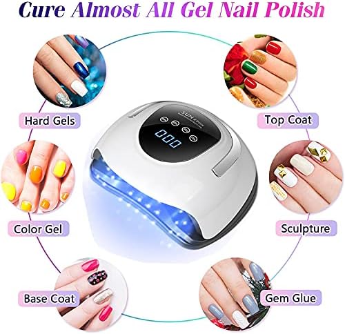 UV LED Nail Lamp for Gel Polish 220W Fast Gel Nail Polish Professional Dryer Nail Curing Light 57 Lamp Beads Auto Sensor for Fingernail & Toenail