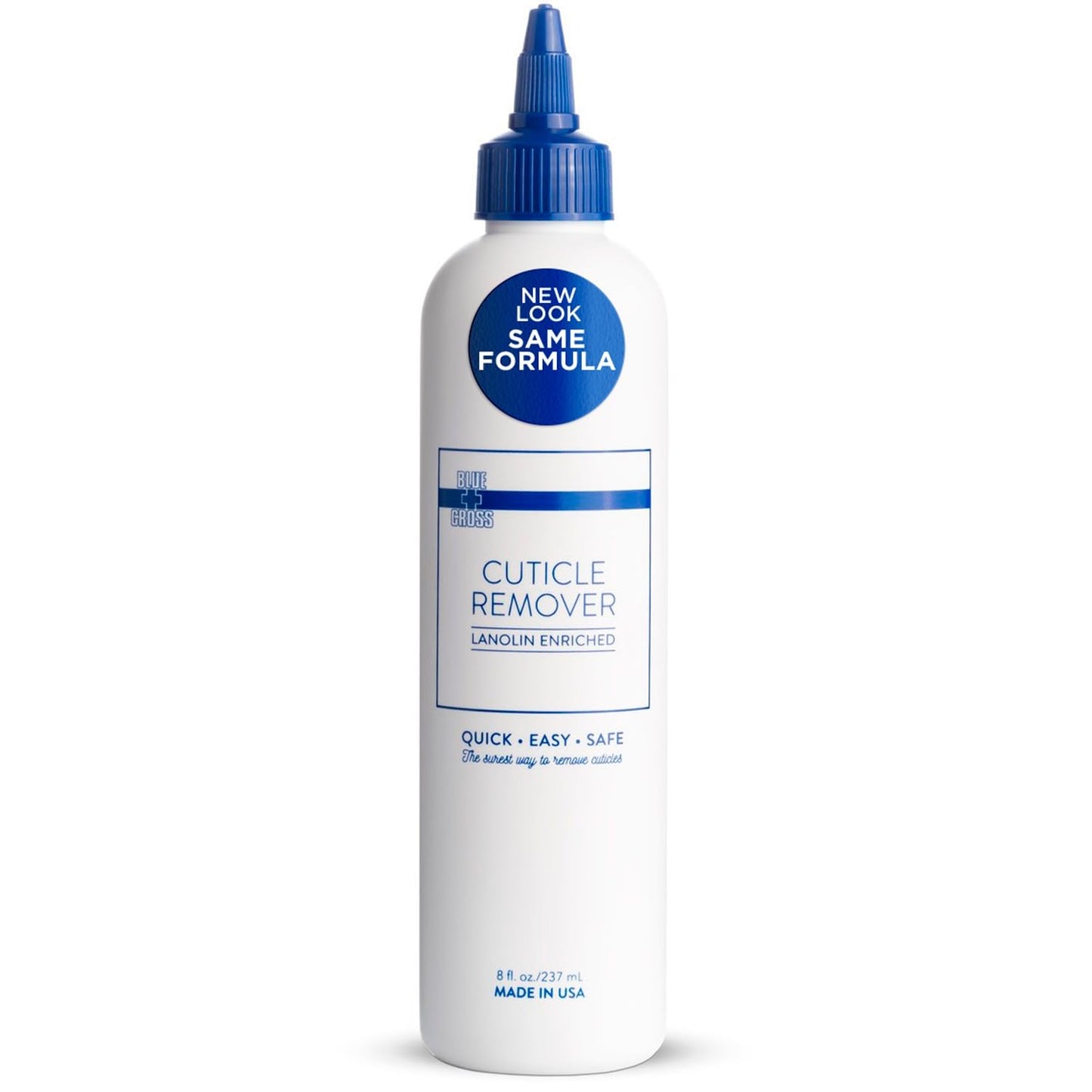 Blue Cross Cuticle Remover Liquid, Cuticle Softener for Nails, Professional Nail Care with Lanolin for Brittle Hang Nails, Hydrating, Moisturizing, Dry Cuticles, Made in USA, 8oz