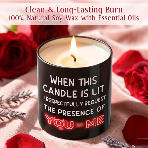 TEEZWONDER Valentines Day Gifts for Her Girlfriend - I Love You More Vanilla Lavender Romantic Candles 10 oz - Anniversary Valentines Birthday Gifts for Wife Men Women Girlfriend Boyfriend Him Husband