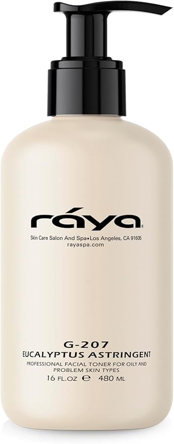 RAYA Eucalyptus Astringent with AHA 16 oz (G-207) | Exfoliating Glycolic Facial Toner for Oily and Break-Out Skin | Helps Balance pH and Dry Up Blemishes | Made with Alpha Hydroxy Acids