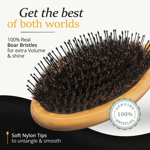Belula Men's Hair Grooming Set: Boar Bristle Brush, Nylon Pin Brush, Wooden Comb, and Travel Bag for Styling