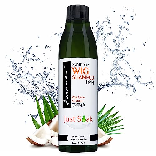 Awesome Synthetic Wig Shampoo, pH6, Detangle and Anti-Frizz, Adds Body & Volume, Hydrates & Moisturizes, Promotes Silkiness & Shine, Easy Combing, Contains Coconut Oil,7 fl oz