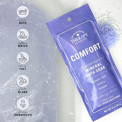 Village Naturals Therapy, Comfort Concentrated Mineral Bath Soak, Blueberry Citrus, 2 Oz, Pack of 12