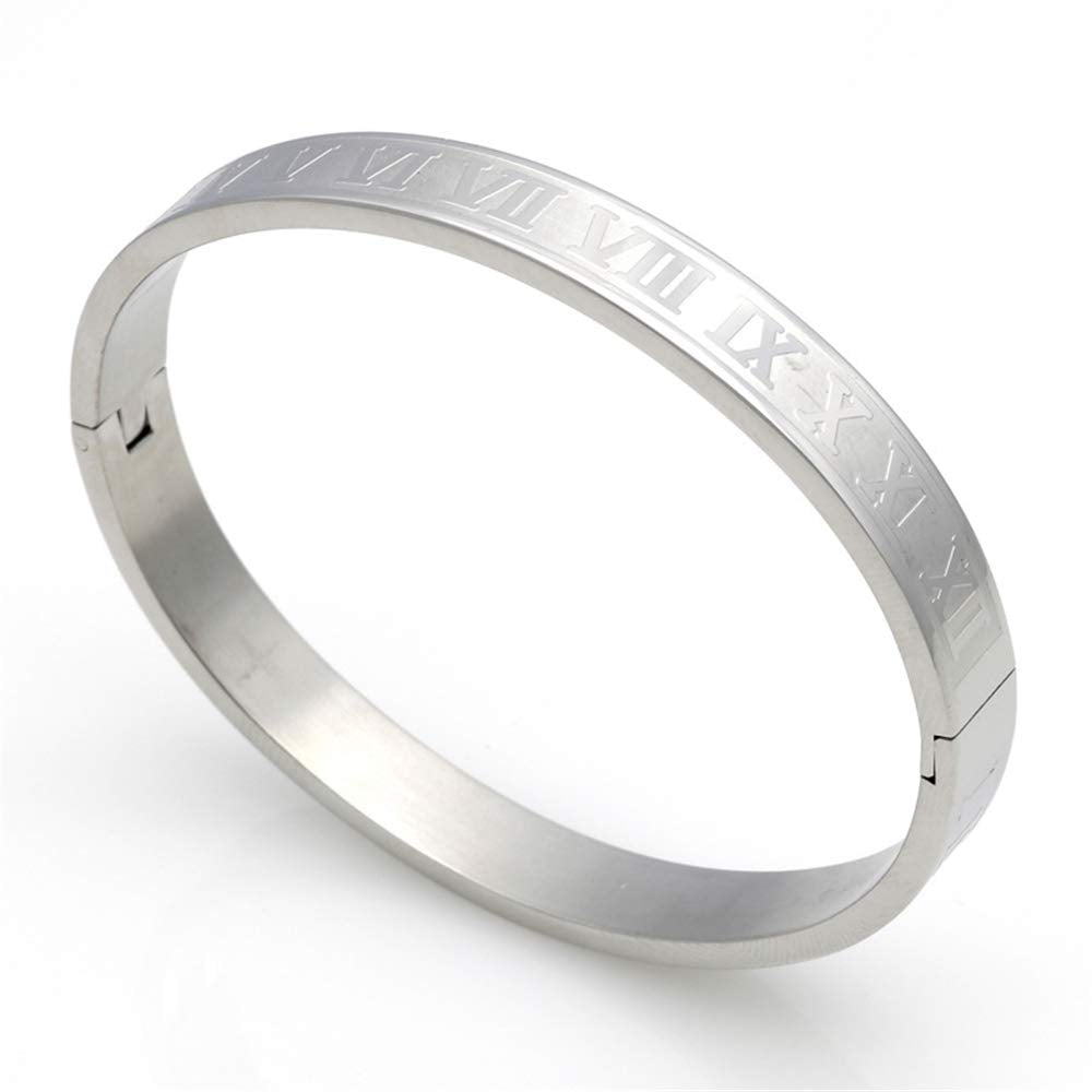 AIKESIWAI Roman Numeral Series Glossy Bracelet, Fashion Three-Color Number Bracelet for Men and Women (MAN-S)