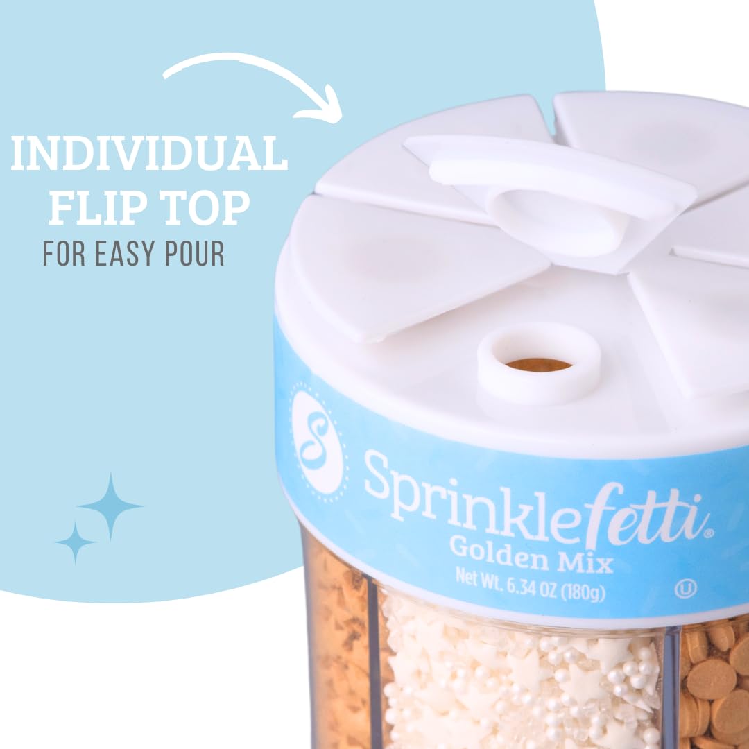 Sweets Indeed Valentines Sprinkles 6-Cell Jar | Heart Sprinkles, Red White Pink Jimmies & Sanding Sugar | Baking & Decorating | 6.45 ounces