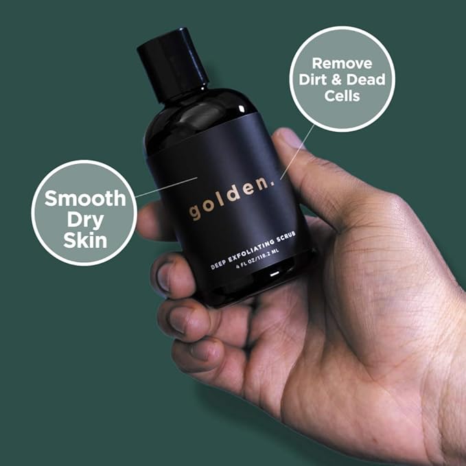 Golden Grooming Co. Exfoliating Scrub for Men | Deep Cleansing Face Wash with Coconut Oil & Aloe Vera | Refreshes & Revitalizes Skin – For All Skin Types, 4oz