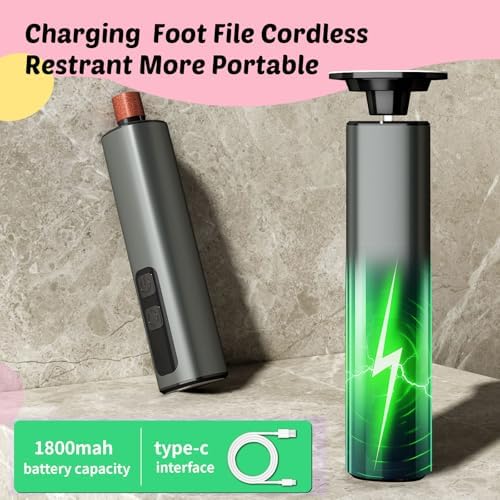 Electric Foot Callus Remover & Nail File - Electric Callus Remover for Feet, 9 Adjustable Speeds, 1800mAh Rechargeable, Portable Aluminum Body w/Type-C Charging for Home & Travel (Black)