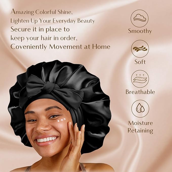 Silk Bonnet for Sleeping | Double Layer Satin Lined | Pink Hair Protection