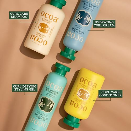 OCOA Beauty Hydrating Curl Cream with Hibiscus, Mango Butter, and Marula Oil - Defines, Moisturizes, Controls Frizz & Protects from Heat - For Curly & Wavy Hair, 8 oz