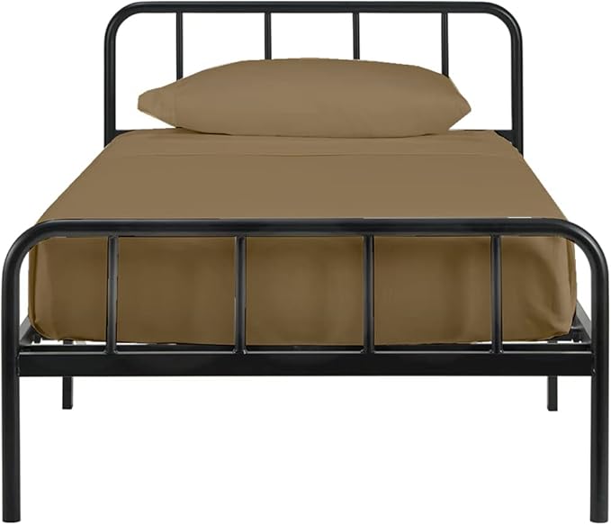 4-PC Cot Sheet Set - 25x75, 100% Cotton Fitted Sheet - Perfect for Narrow Twin/RV Bunk/Camping Cot/Guest Bed Replacement, Fits Upto 4-8" Deep Mattress - Taupe Solid