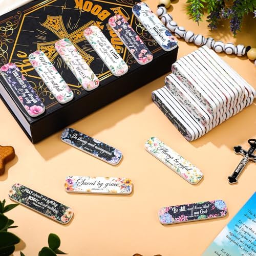 200 Pcs Christian Bible Verse Nail Files Gift for Women Religious Scripture Nail Emery Boards Colorful Floral Inspirational Nail Buffering Files Inspirational Scripture Manicure Tools Bulk
