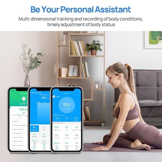 Scale for Body Weight, Smart Digital Bathroom Scale, 18 Body Composition Metrics Monitored, BMI, Muscle, Body Fat, LED HD Display Bluetooth Unit, 400 lbs, Battery Included, Blue