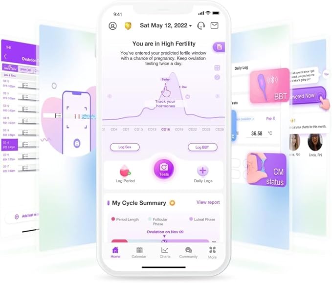 Easy@Home Ovulation & Pregnancy Test Strips Kit: 40 Ovulation Strips and 10 Pregnancy Tests– Accurate Fertility Tracker OPK - Powered by Premom APP | 40LH + 10HCG + 50 Urine Cups