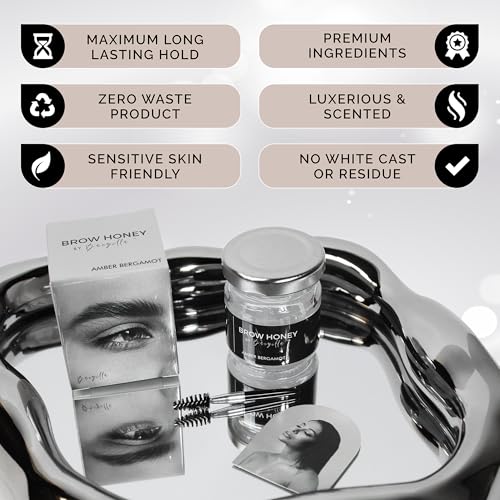 Brow Honey by Baezilla Eyebrow Gel Gift Set - Long Lasting Clear Gel With Brush & Waterproof Wax Lamination, Pack of 3