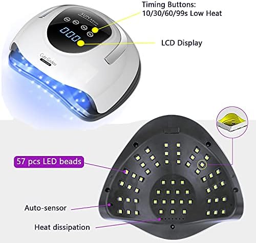 UV LED Nail Lamp for Gel Polish 220W Fast Gel Nail Polish Professional Dryer Nail Curing Light 57 Lamp Beads Auto Sensor for Fingernail & Toenail