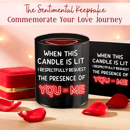 TEEZWONDER Valentines Day Gifts for Her Girlfriend - I Love You More Vanilla Lavender Romantic Candles 10 oz - Anniversary Valentines Birthday Gifts for Wife Men Women Girlfriend Boyfriend Him Husband