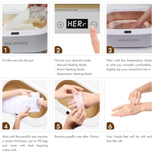 Waxkiss Intelligent Paraffin Wax Machine for Hands & Feet, Fast Melting 4500ml Large Capacity Paraffin Bath Warmer Kit with Paraffin Blocks