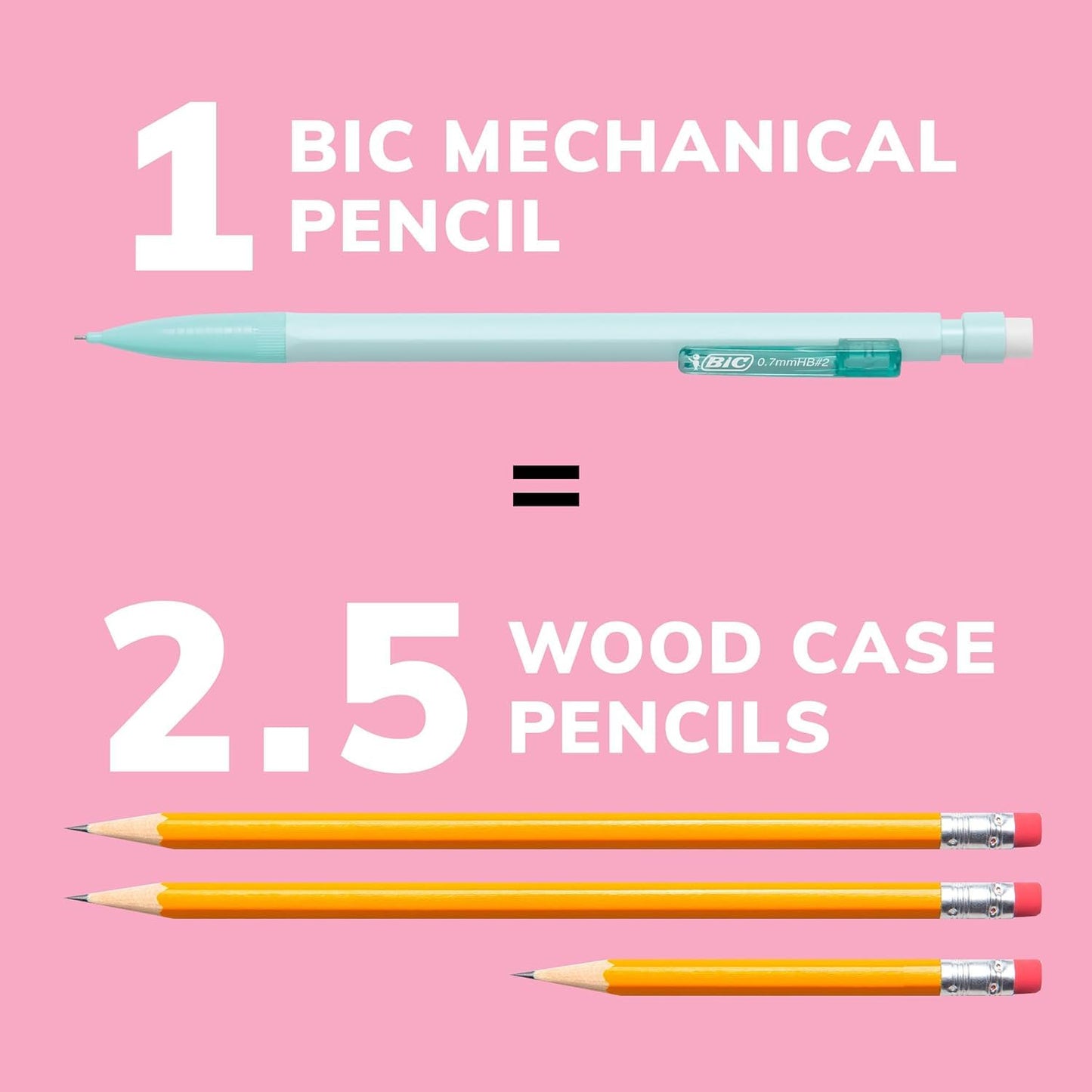 BIC Xtra Smooth Mechanical Pencil with Erasers, 0.7 mm Point, Refillable, 40-Count Pack