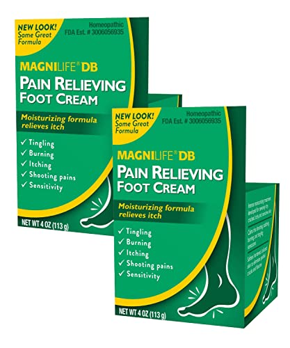 MagniLife DB Pain Relieving Foot Cream, Calming Relief for Burning, Tingling, Shooting & Stabbing Foot Pain, Moisturizing Foot Cream Suitable for Diabetic and Sensitive Skin - 2 Packs of 4 oz