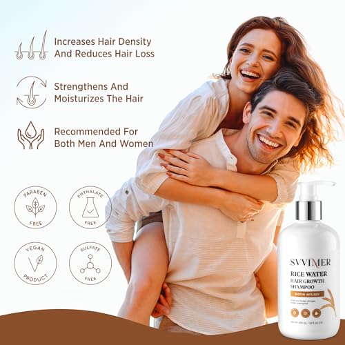 Rice Water Hair Growth Shampoo - Thickening Shampoo with Biotin for Hair Loss and Thinning Hair