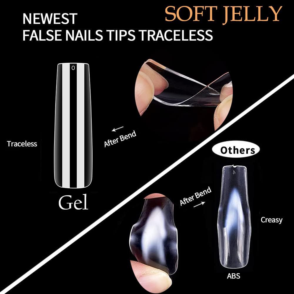 Extra Short Square Fake Nails | 216pcs Gel Tips | Full Cover Acrylic for DIY