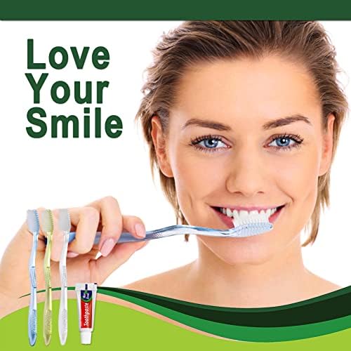 Disposable Toothbrushes with Toothpaste Individually Wrapped, 60Pack Manual Disposable Travel Toothbrushes Bulk, Adult Kid Travel Toiletries, 3 Colors
