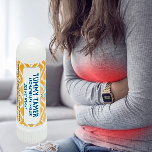 TUMMY TAMER 2PK Nausea Inhaler w/Pink Salt, Menthol, Ginger, Peppermint, Basil & Lemon Oils | Fast Acting Aromatherapy | Motion Morning Sickness | Migraine | Chemo | Stocking Stuffer Gift
