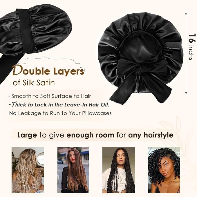 Silk Bonnet for Sleeping | Double Layer Satin Lined | Pink Hair Protection