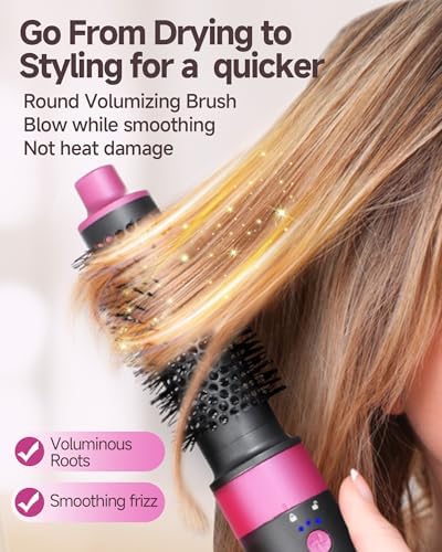 5 in 1 Hair Dryer Brush WindBlow Magic Styler, 110,000 RPM High-Speed Turbo Blow Dryer Brush, Professional 500 Million Negative Ionic Hair Dryer, Fast Drying for Curling Volumizing Air Styling