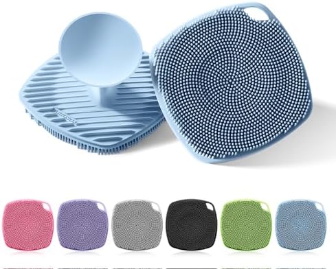 Silicone Body Scrubber, Gentle Texture Exfoliating Body Scrubber for Men and Women On Sensitive Skin, Soft Scrubber Produces Rich Form and Builds Up Lather, Getting a Deep Skin Clean (Blue)