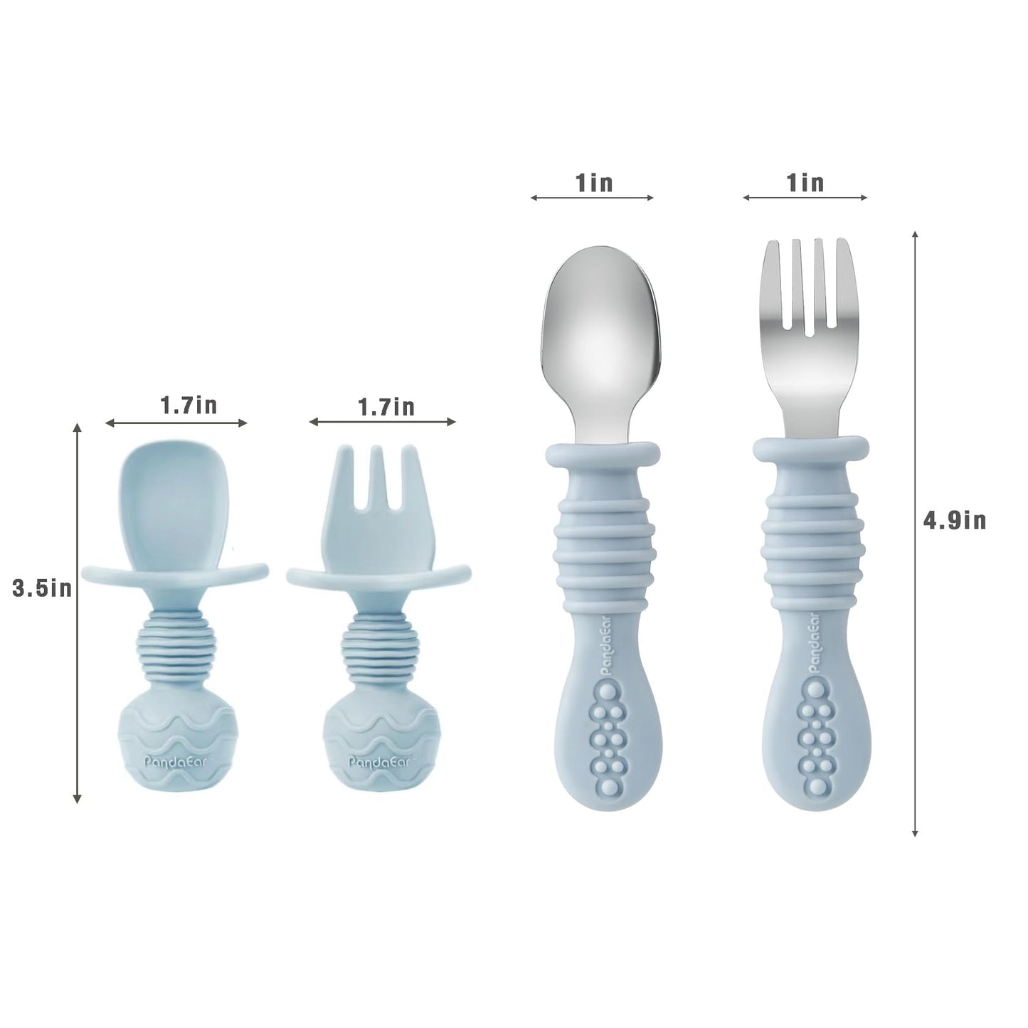 PandaEar Silicone Baby Feeding Set | 11PCS Baby Led Weaning Supplies Self Feeding Utensils | Divided Suction Plate Bowl Bibs Sippy Cup with Baby Food Pouch Snack Container Spoons Forks, Blue