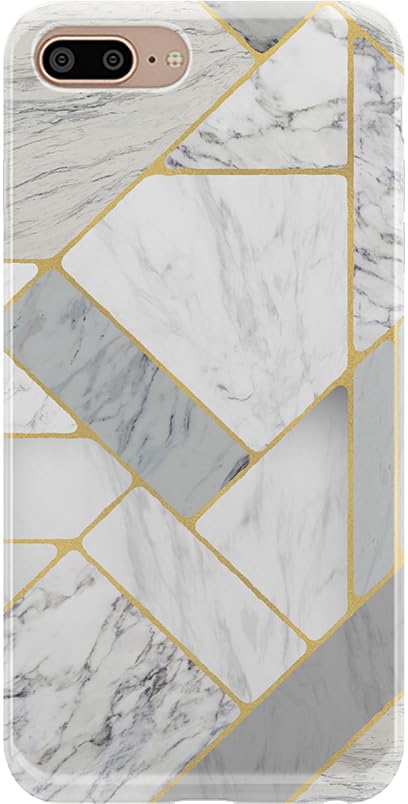 Casely iPhone 6/7/8 Plus Case | Stepping Up | Geo Rose Gold Marble | Classic Ultra Slim Design