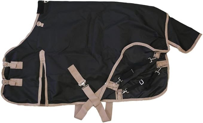 AJ Tack 1200D Waterproof Winter Pony Blanket - 300g Heavyweight Turnout with Fleece Collar, Shoulder Gussets & Tail Flap - Turquoise 60"