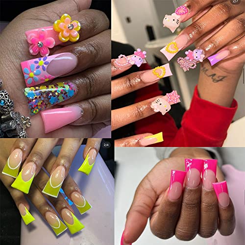 Duck Nail Tips 500PCS，SITELENABY Clear Duck Feet Flare Tips for Acrylic Nails,Wide French Half Cover Nail Tips for Nail Salons and DIY French ABS Nail Art Tips 10 Size (500pcs Duck nail tips)
