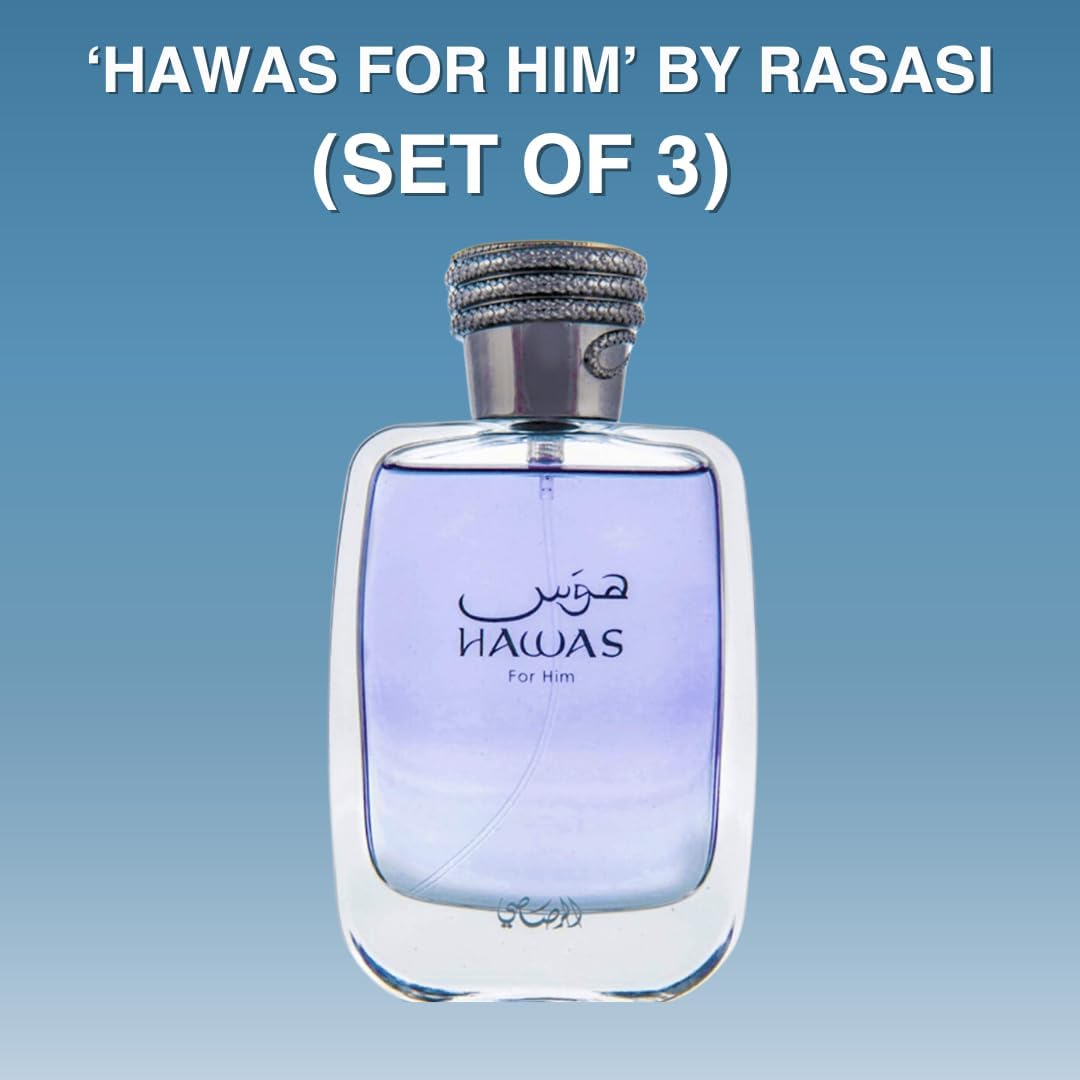 RASASI Hawas EDP Spray for Men | 100ML Long-Lasting Luxury Scents | Pack of 3