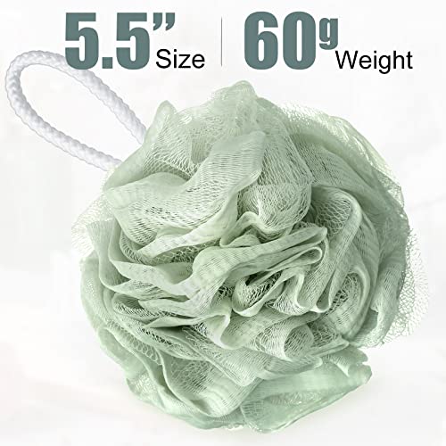 Shellwei 32 Pcs Bath Sponge Shower Loofahs Bulk 60 g Charcoal Large Mesh Puff Soft Scrubber for Men and Women Exfoliating Shower Pouf Balls with Bathing Accessories