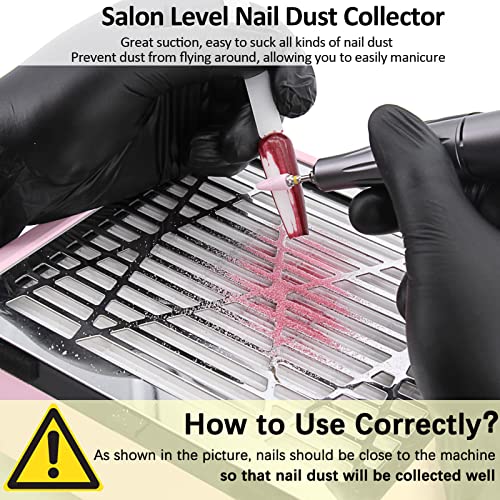 AONOLOVO Nail Dust Collector Machine, Upgraded Powerful Nail Vacuum Suction Fan Dust Extractor Manicure Tool for Acrylic Nail Poly Nail Extension Gel Removal, Pink