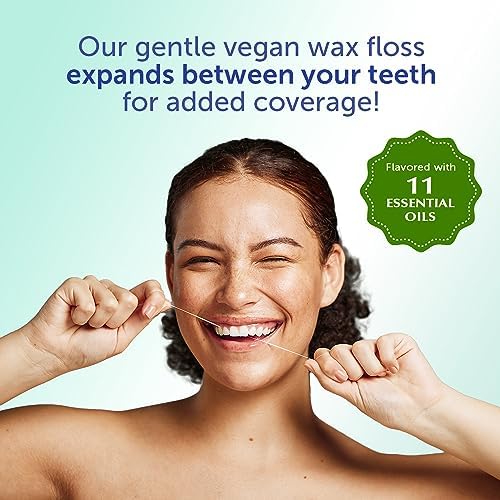 Eco-Dent GentleFloss Dental Floss, Waxed, Mint - Floss with Vegan Plant-Based Wax, Recyclable Cardboard Packaging, 100 Yds Ea (Pack of 6)