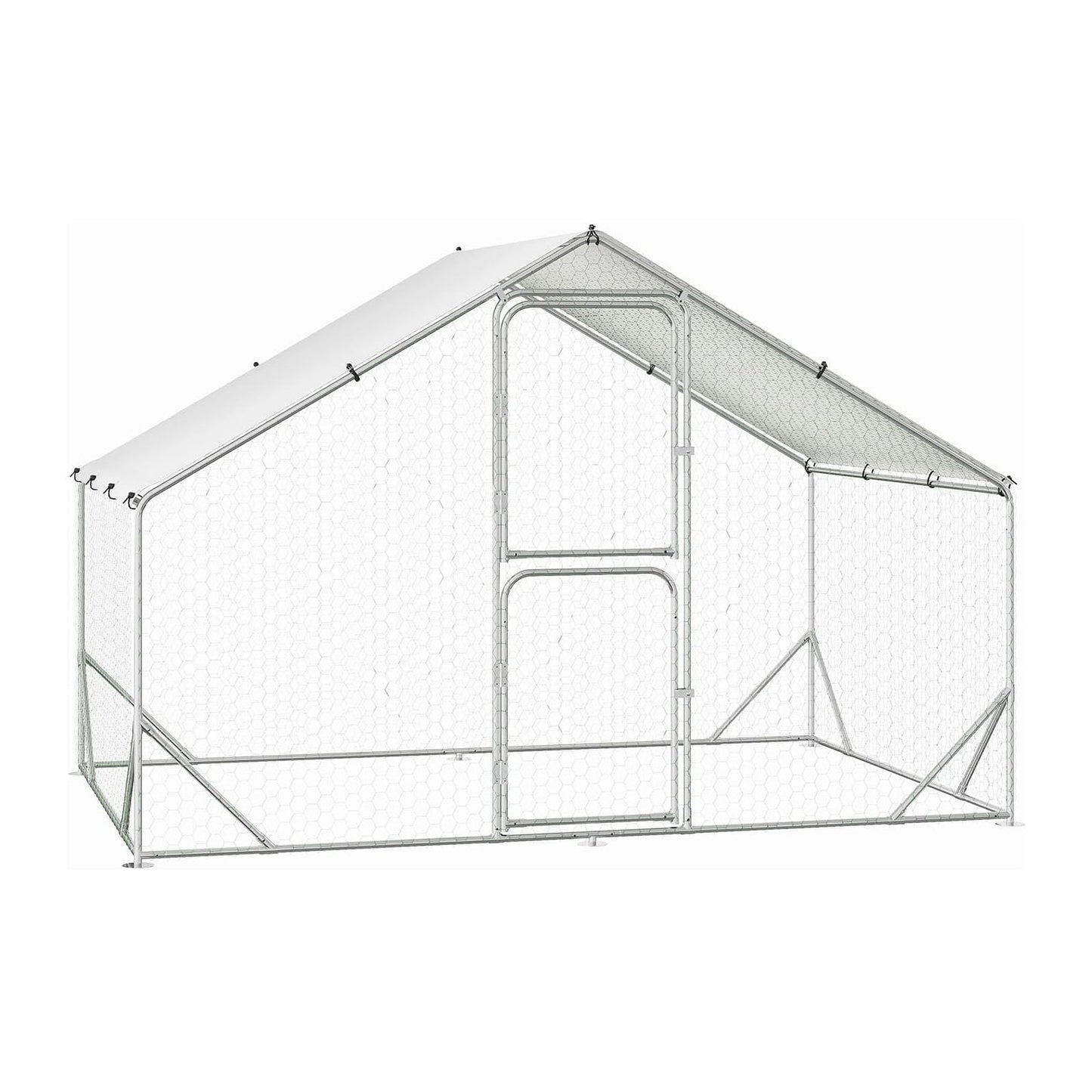 M optimized Large Metal Chicken Coop, Chicken Coop Run with Cover, Large Chicken Run with Double Door, Chicken Pen for Outdoor Farm Yard, 6.5'L x 9.8'W x 6.5'H