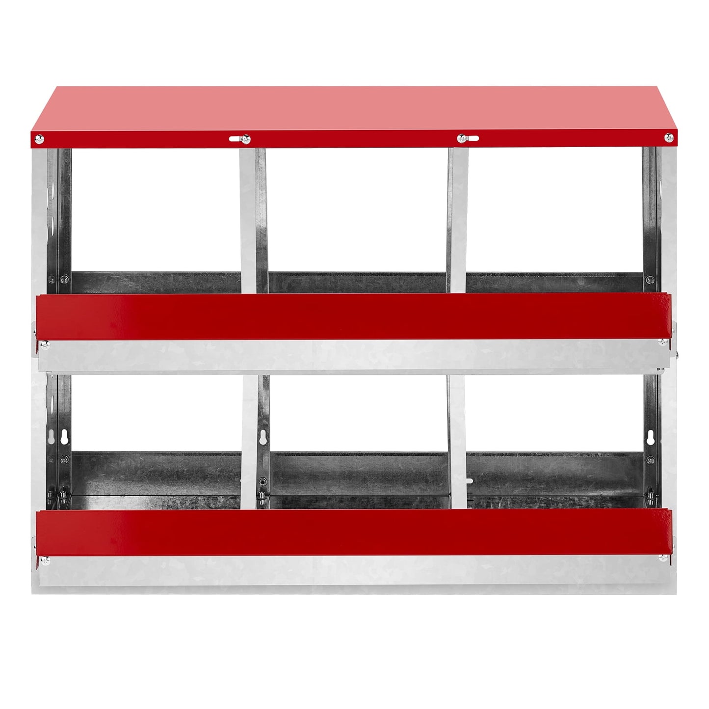 6-Compartment Hen Nesting Box, Roll-Out Design with Basket, Chicken Coop Laying Box