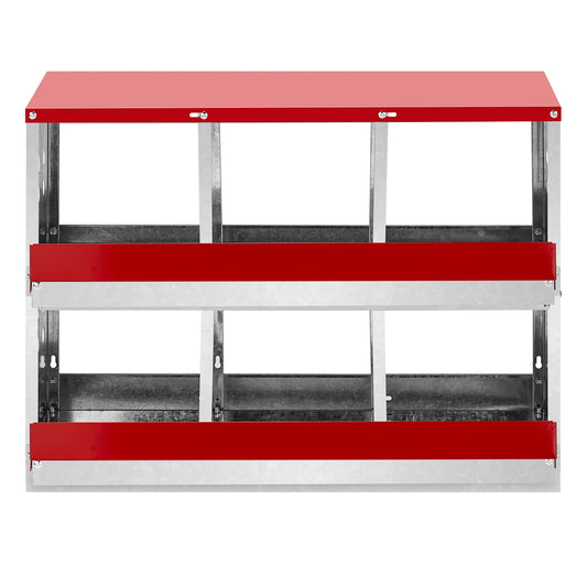 6-Compartment Hen Nesting Box, Roll-Out Design with Basket, Chicken Coop Laying Box