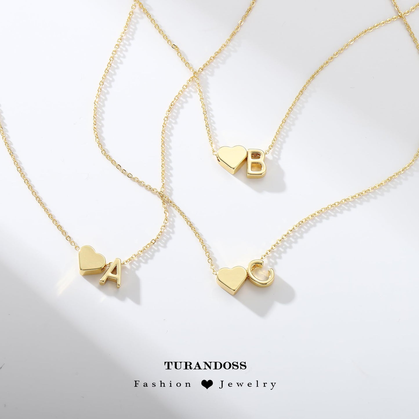 Turandoss Initial Necklaces for Women Trendy, 18K-Gold-Plated Tiny Heart Initial J Necklace Dainty Heart Necklaces Tiny Personalized Monogram Name Necklace for Women Jewelry